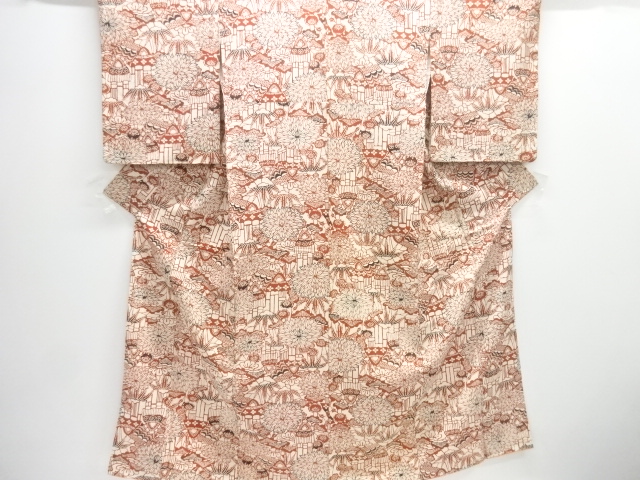 JAPANESE KIMONO / SILK / JODAI TSUMUGI / HOUSES & KIKU